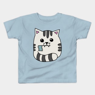 demiboy pride flag cat Kids T-Shirt